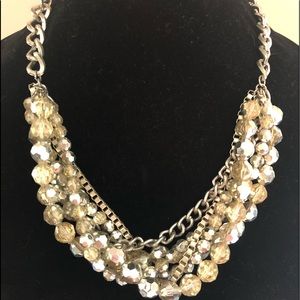 Silver and smoky clear necklace